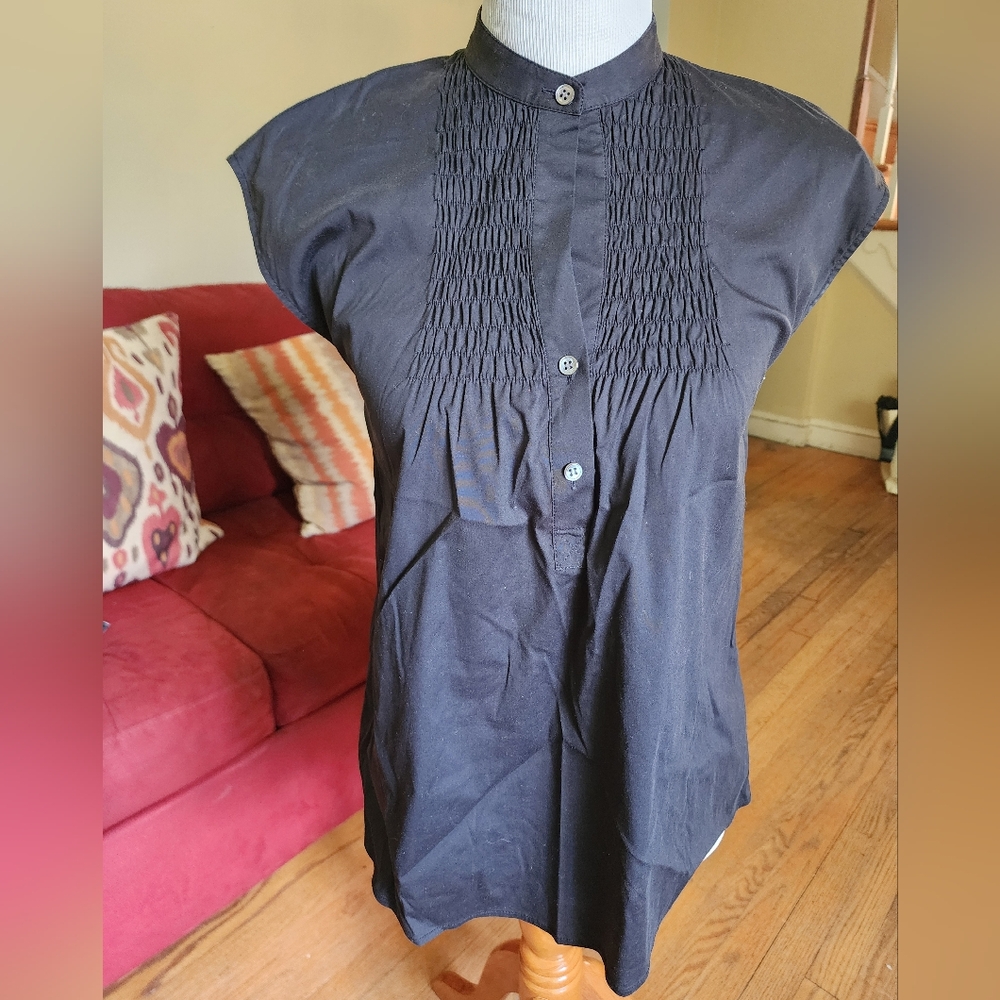 Theory For Barneys NY CoOp Black Button-Up Sleeveless Shirt
